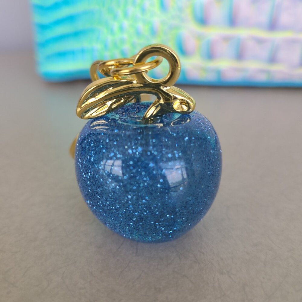 Blue Apple Purse Charm and Key Ring Sparkly - Picture 7 of 8